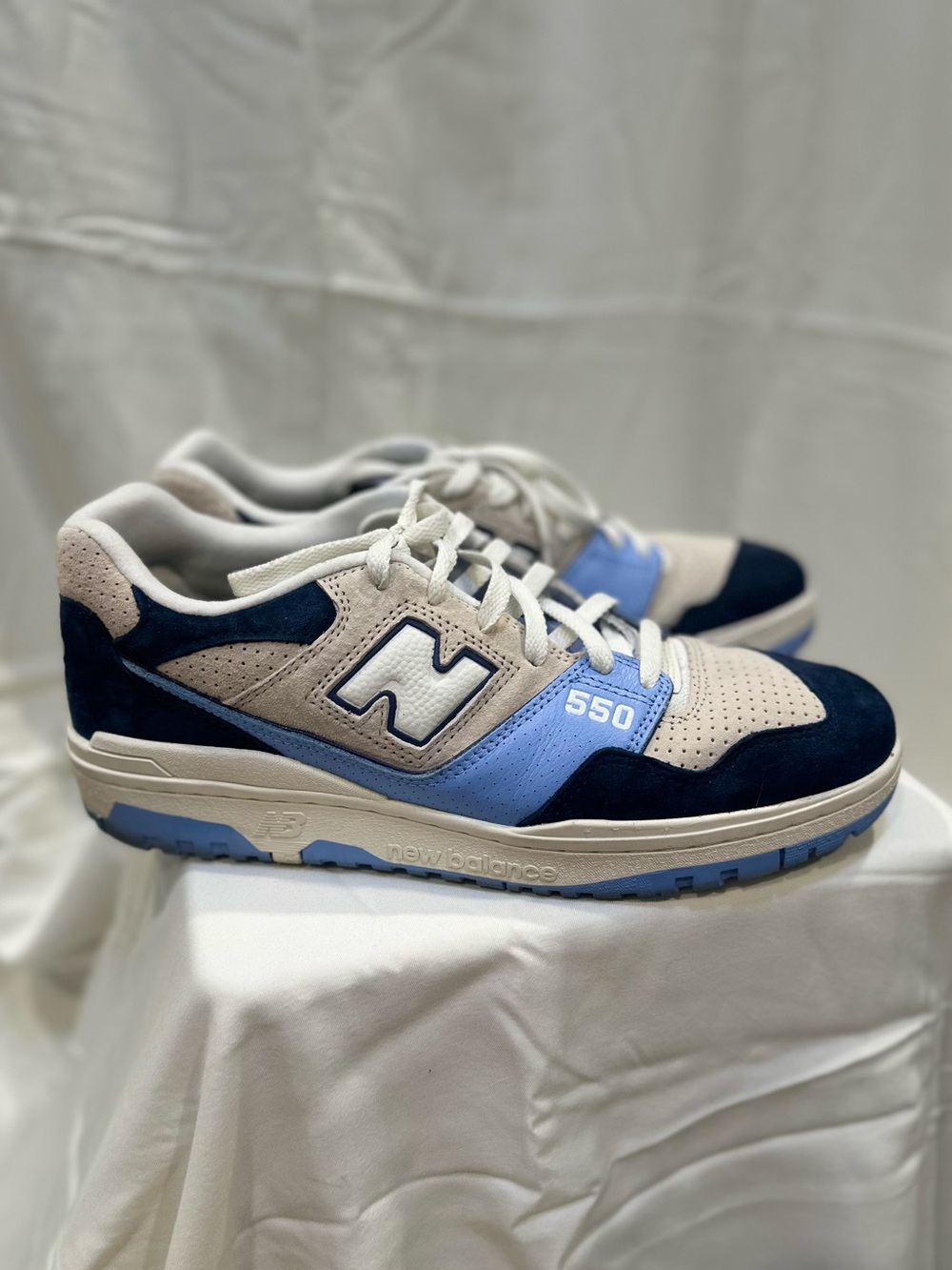 New Balance 550 Men’s Suede Sneakers - Navy, Light Blue & Beige